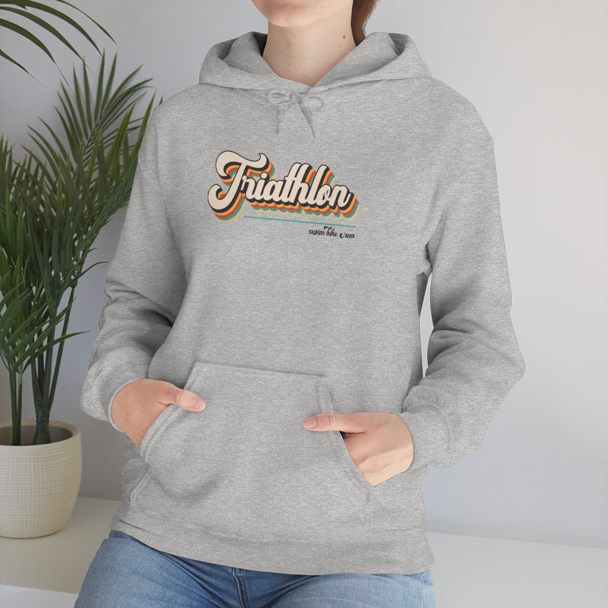 "Triathlon" Retro Unisex Hooded Sweatshirt