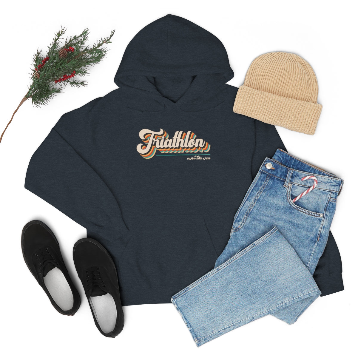 "Triathlon" Retro Unisex Hooded Sweatshirt