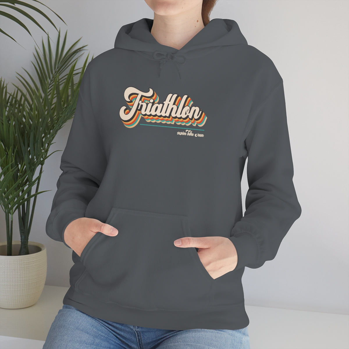"Triathlon" Retro Unisex Hooded Sweatshirt