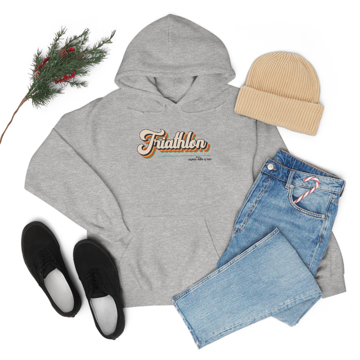 "Triathlon" Retro Unisex Hooded Sweatshirt