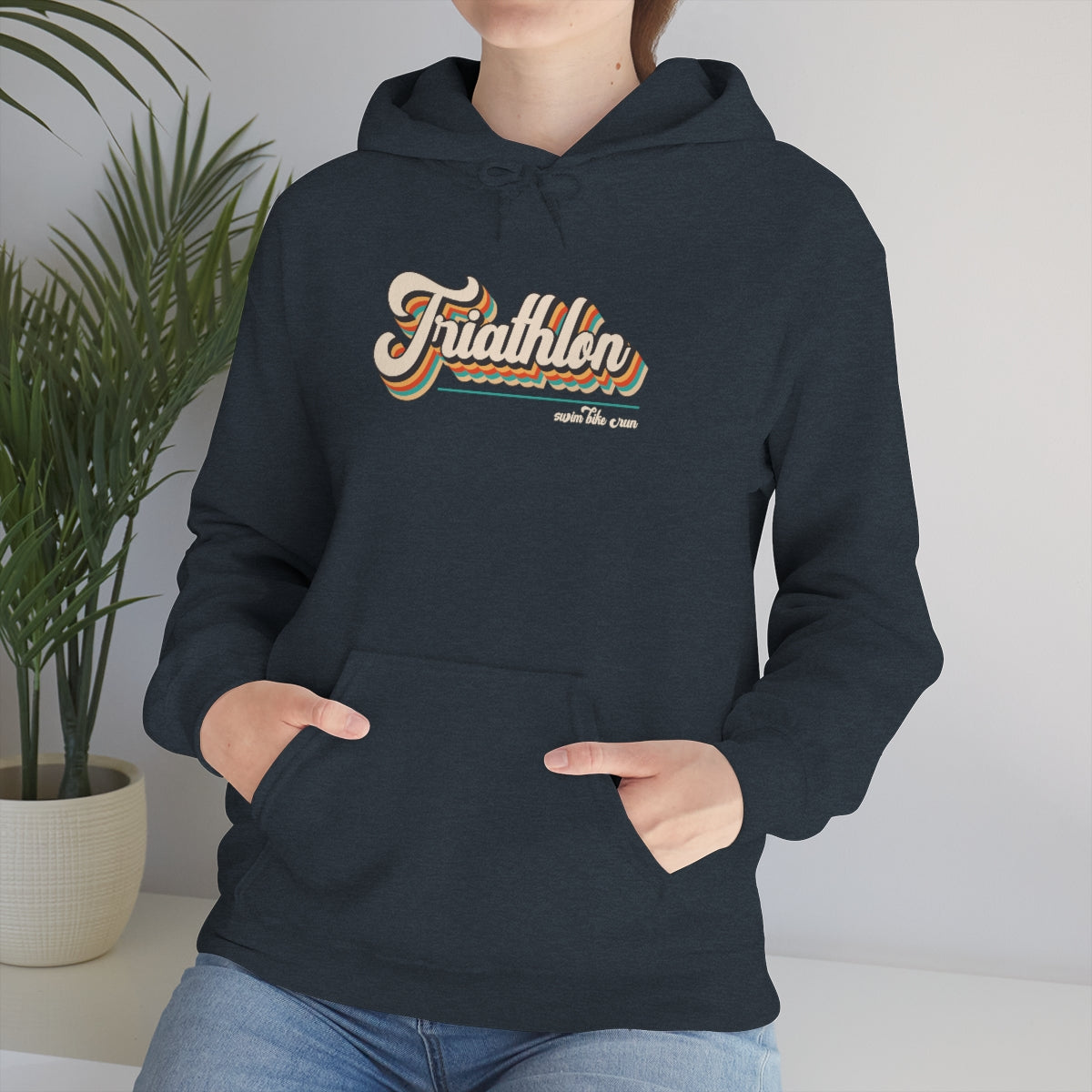"Triathlon" Retro Unisex Hooded Sweatshirt