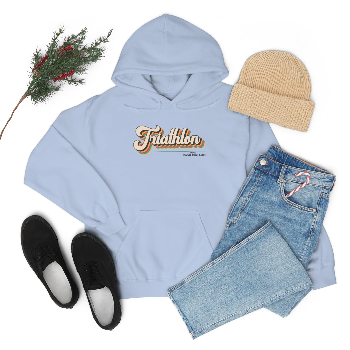 "Triathlon" Retro Unisex Hooded Sweatshirt