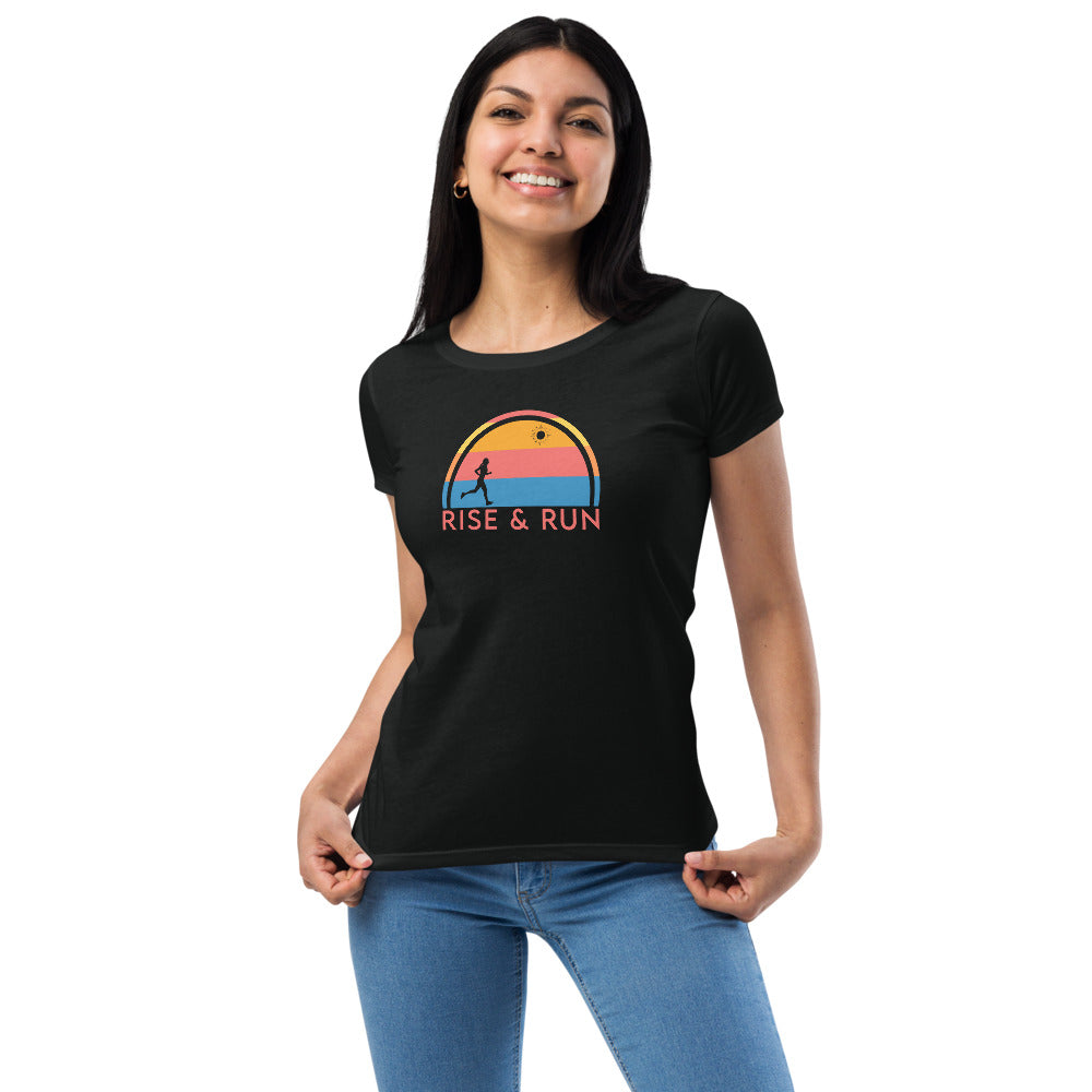 "RISE & RUN" Women's fitted t-shirt