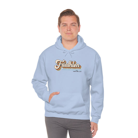 "Triathlon" Retro Unisex Hooded Sweatshirt