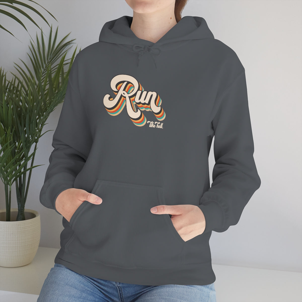 "Run Like Hell" Retro Unisex Hooded Sweatshirt