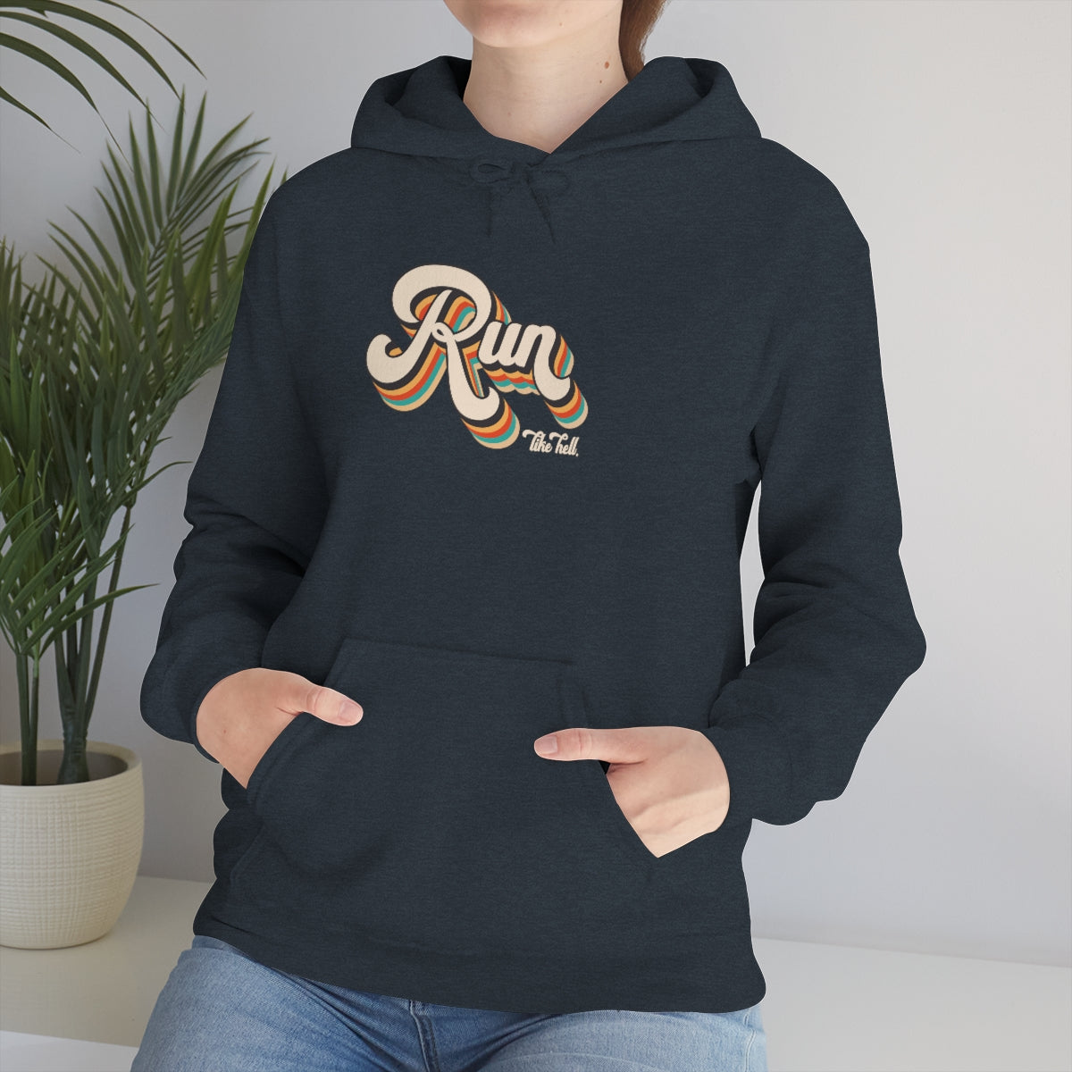 "Run Like Hell" Retro Unisex Hooded Sweatshirt