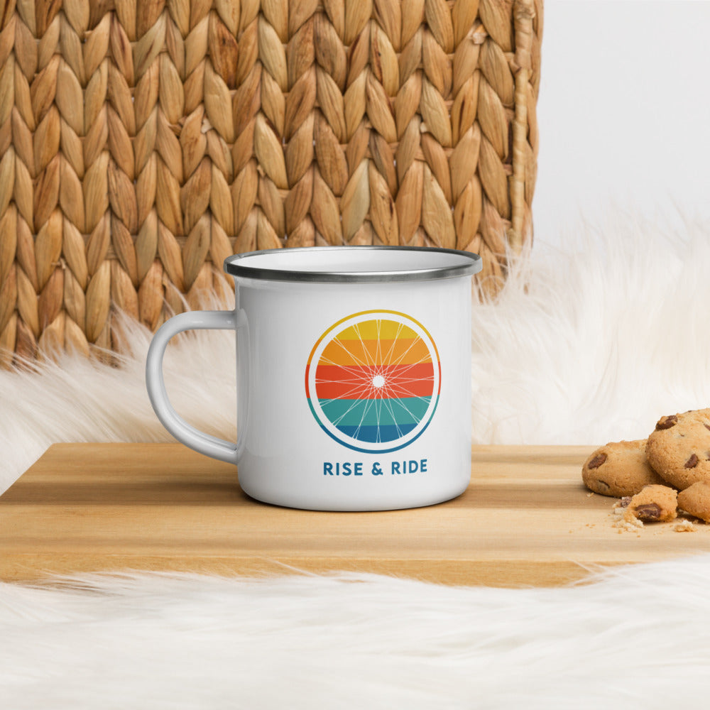 "Rise & Ride" Enamel Mug