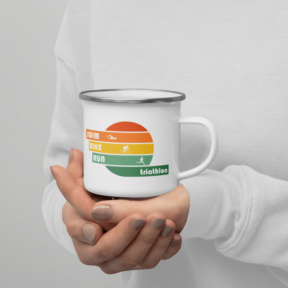 "Swim Bike Run" Enamel Mug