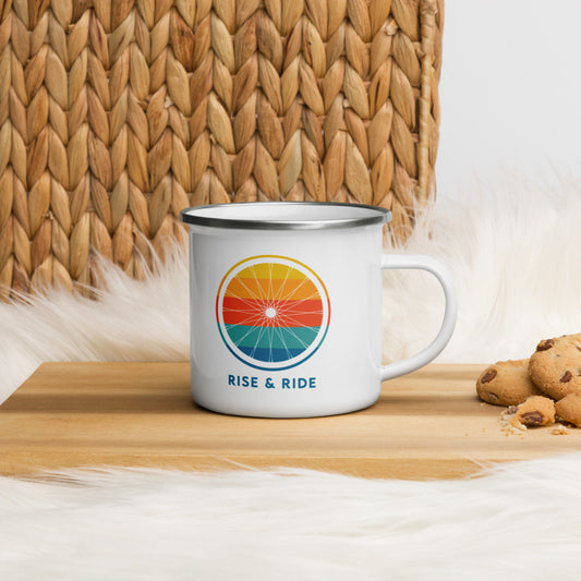 "Rise & Ride" Enamel Mug